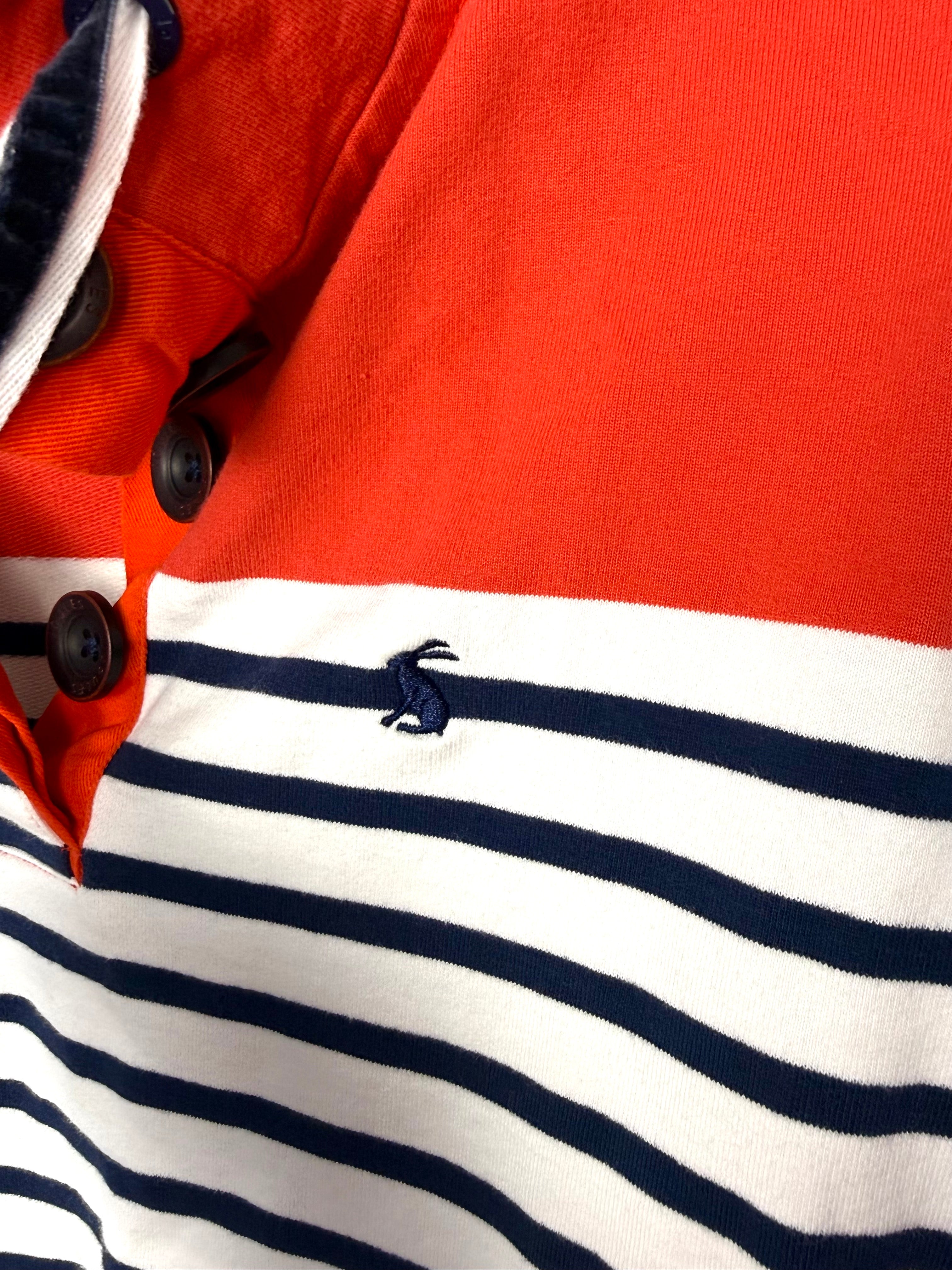 logo on 98% Cotton Joules Nautical Breton Pullover | Size S at Blue Sparrow Shop