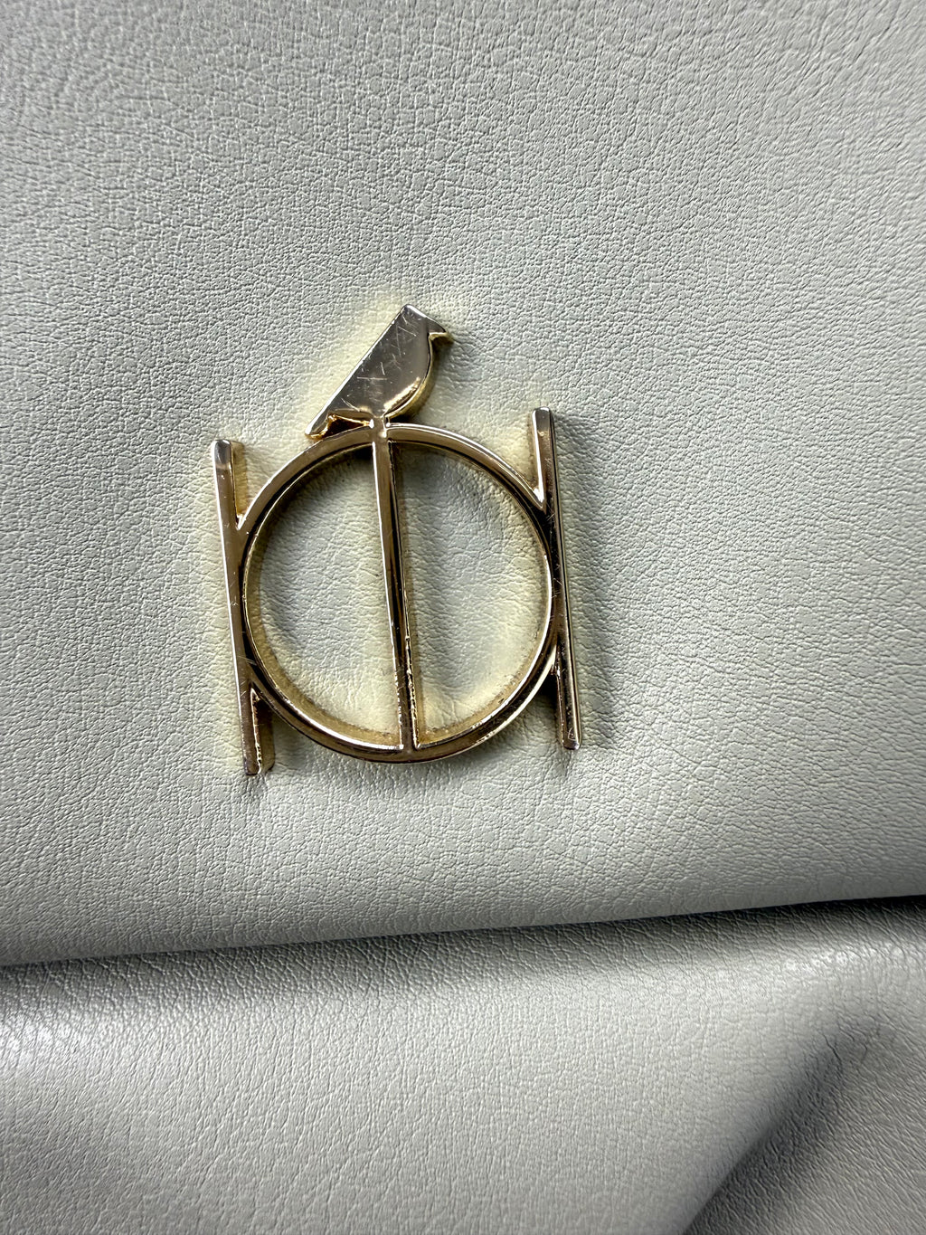 logo on Riona Sage Green Crossbody Bag | RFID  protection travel purse 
