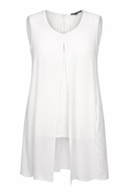 Cable & Gauge White Layered Tunic | Size XL at Blue Sparrow Shop