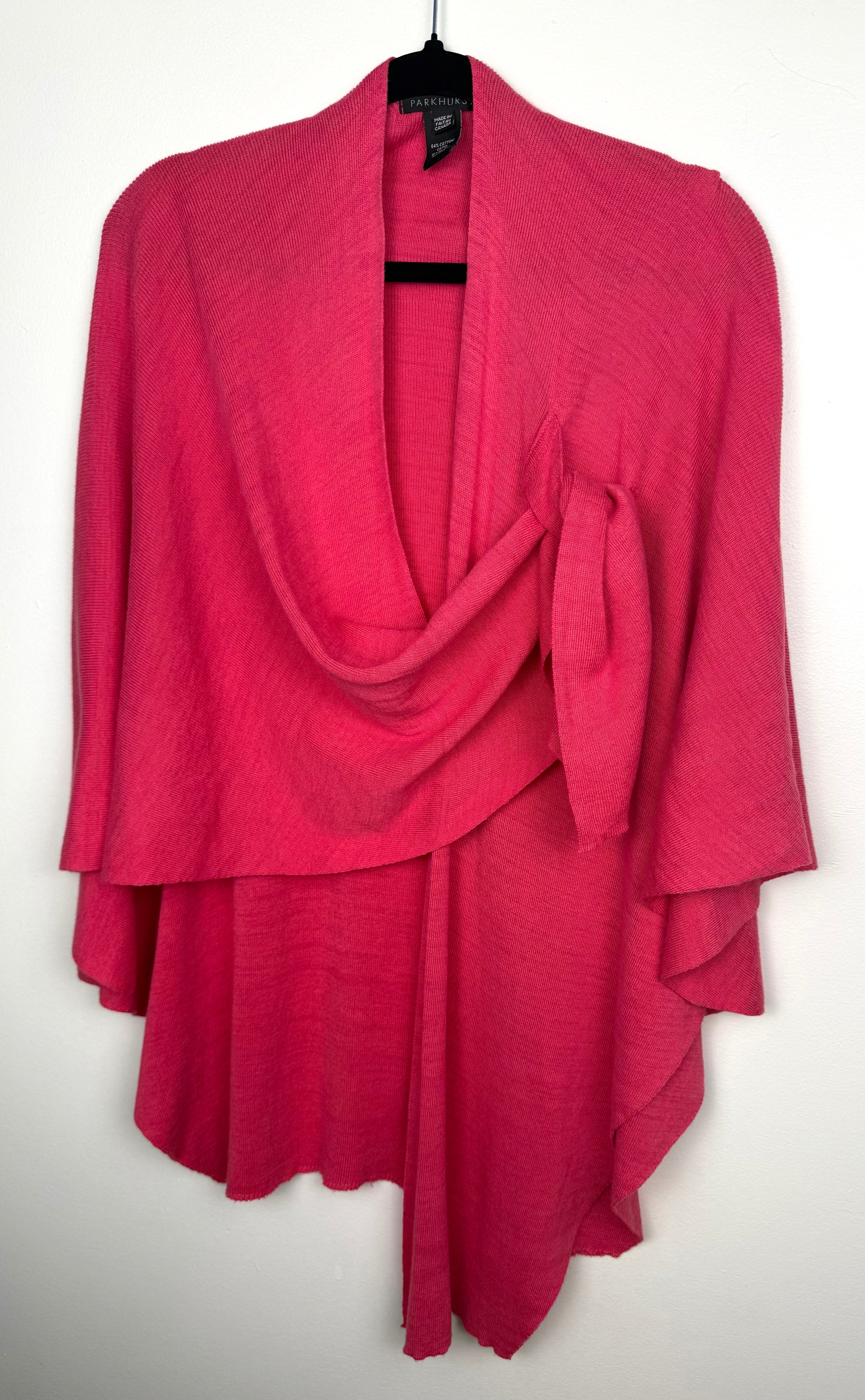 loop closure on Made in Canada Parkhurst Draped Wrap Cape  at Blue Sparrow Shop