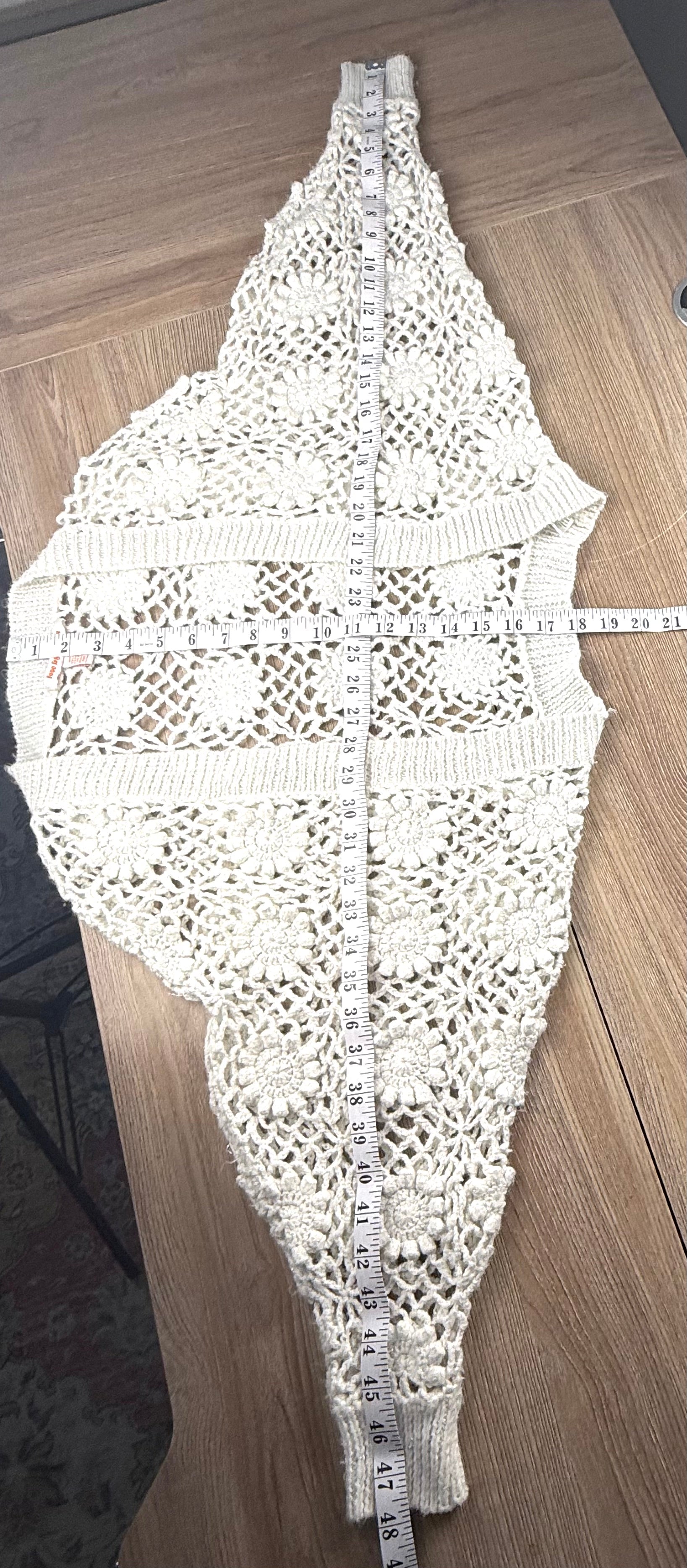 measurements of Cottagecore crochet look shrug 