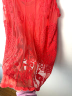 mesh overlay up close on Tribal Lace Overlay Sleeveless Top | Size L at Blue Sparrow Shop