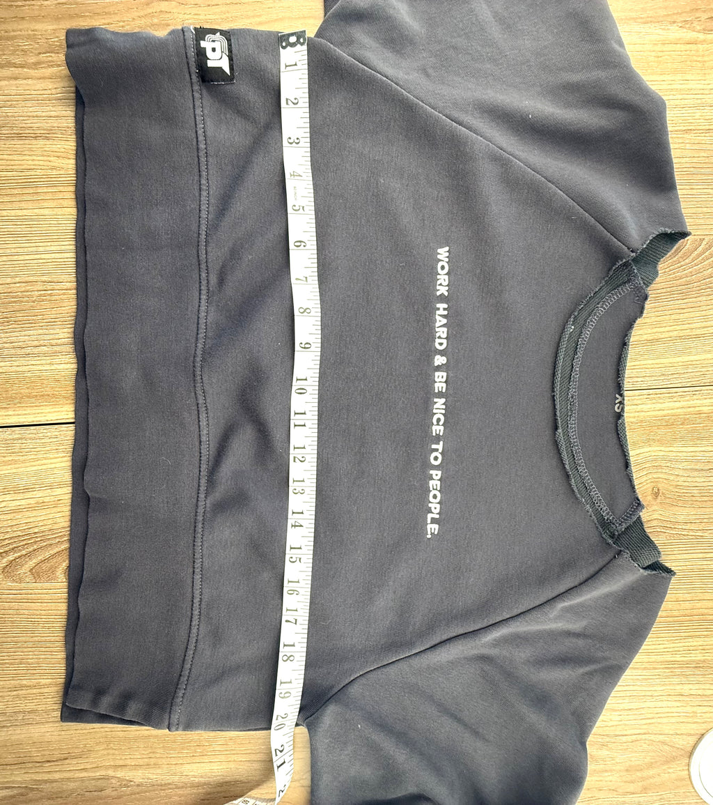 motivational sweatshirt work hard and be nice to people measuring 40" bust 