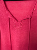 neckline of 100% Linen Sleeveless Top | Size L at Blue Sparrow Shop