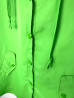 button front detail on neon green hooded windbreaker women casual streetwear jacket