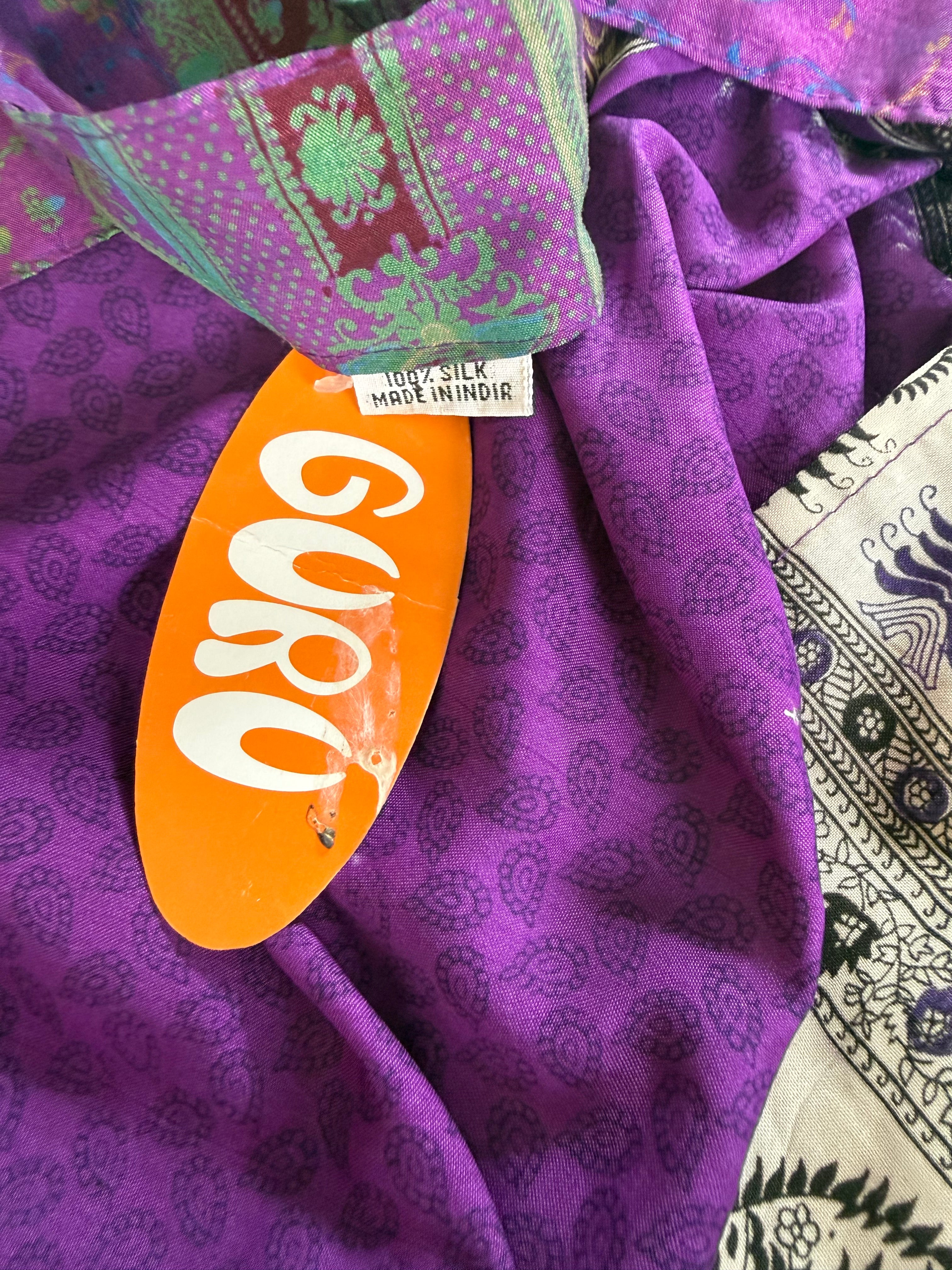new tags on 100% Silk Wrap Skirt | NWT Reversible Sari Skirt | Handmade in India at Blue Sparrow Shop