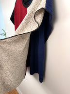 open side on Margaret Winters Reversible Cotton Colour Block Poncho Top | One Size
