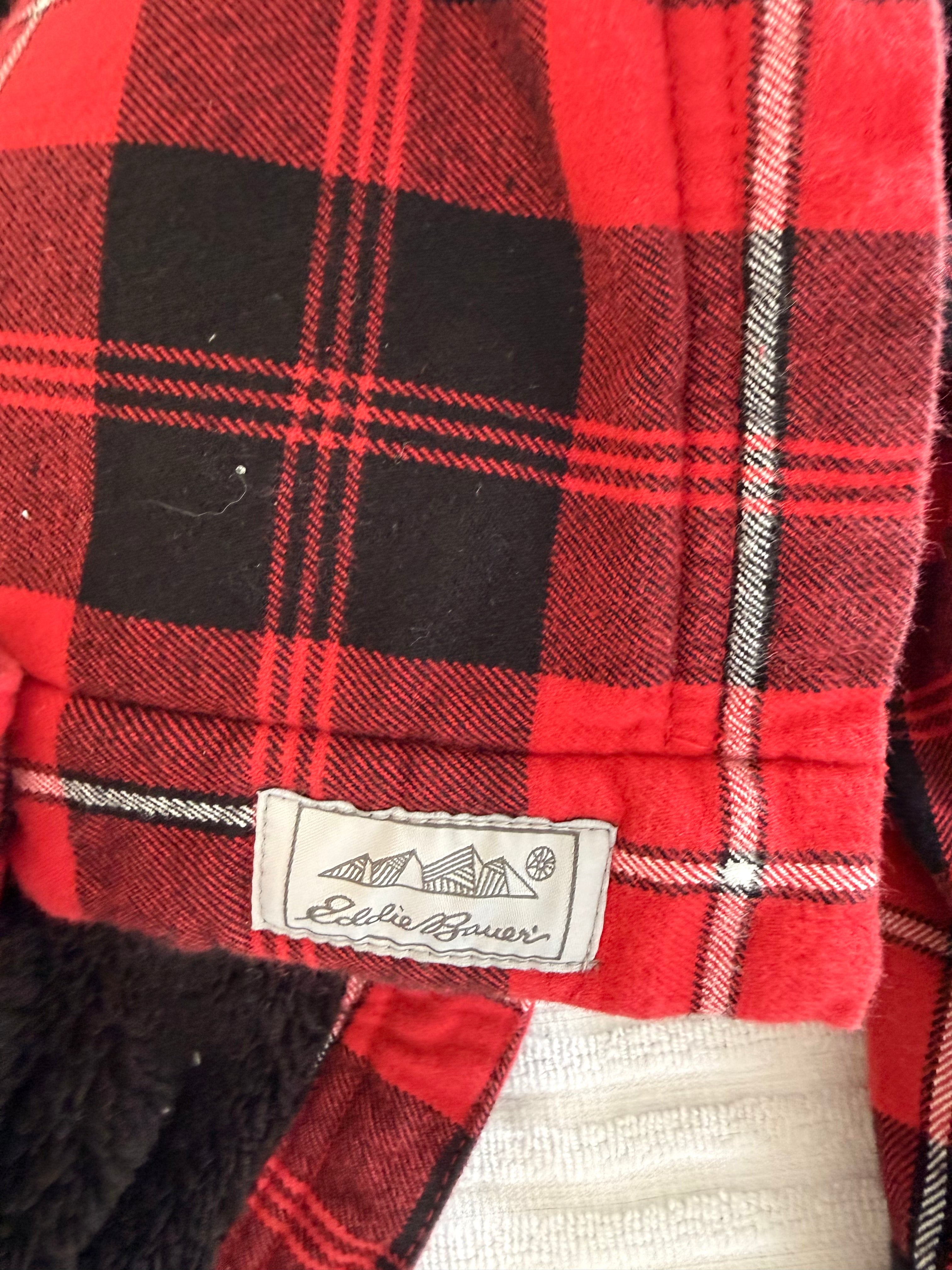 outside tag on 100% Cotton Eddie Bauer Lined Fall Sherpa Jacket | Size M Petite  