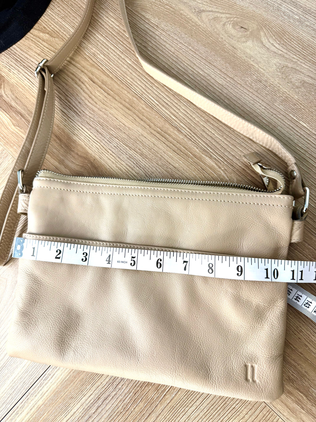 pelle-rfid-leather-crossbody-bag measures 10.5" wide