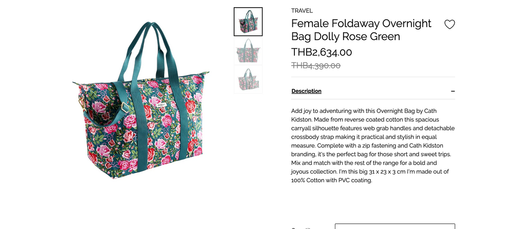 photo from Cath Kidston London website showing original price of bag at approx $170 CAD 