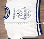 pickleball varsity sweater measuring 19" shoulder to hem 