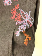 pocket detail on Coldwater Creek Embroidered Denim Jacket | Size XL at Blue Sparrow Shop