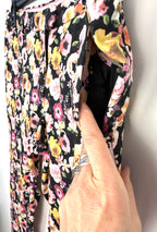 pocket detail on H&M Slim Fit Ankle Pants with floral pattern 
