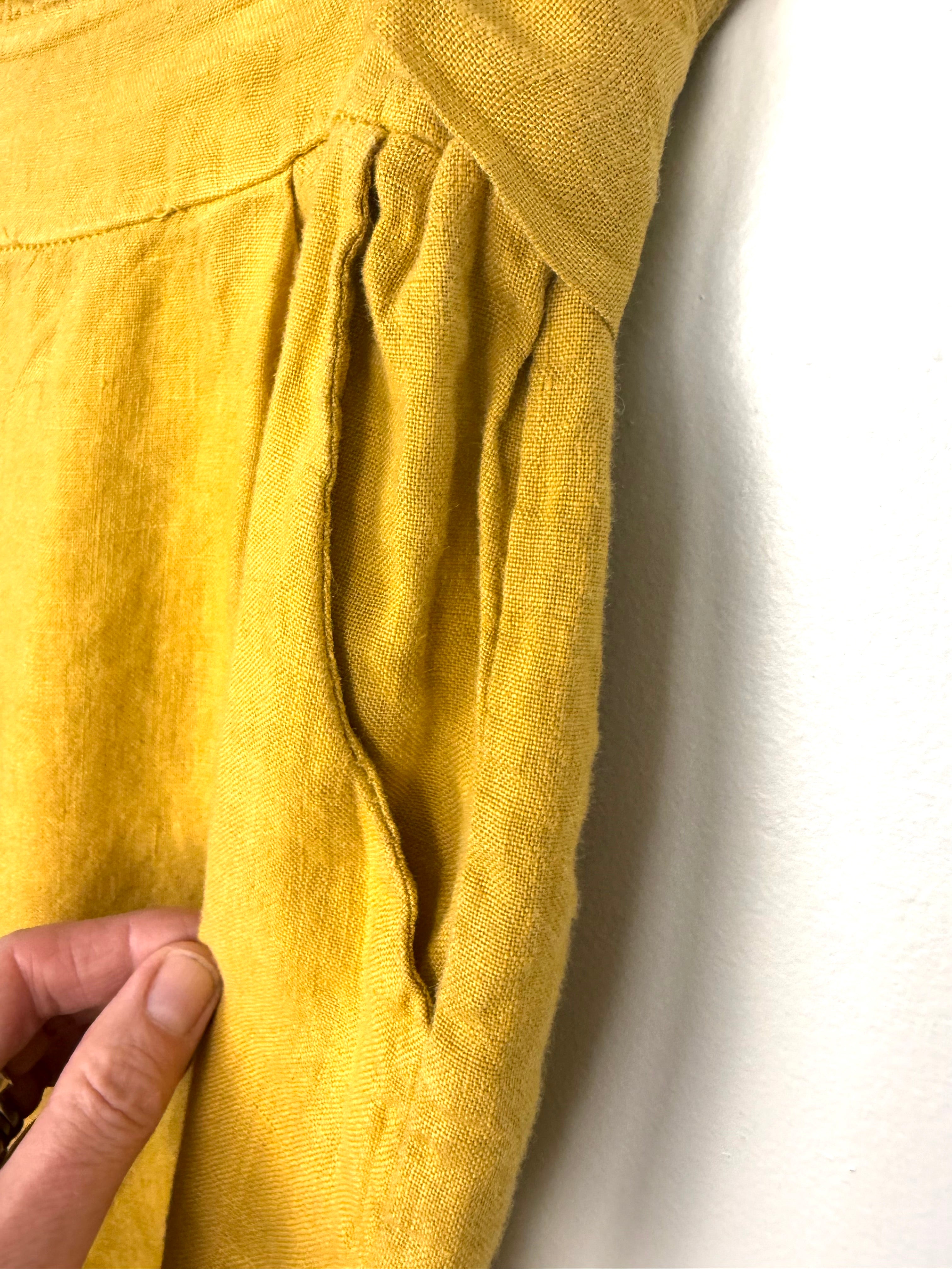 pocket detail on Made in Italy Alessia Santi Linen Wide Leg Pants 