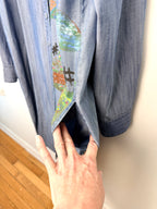pocket detail on NWOT 100% Tencel Tilley Handpainted Denim Jacket | Size 2X