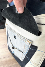 functioning pockets on Handmade Upcycled Denim Patchwork Tote Bag 