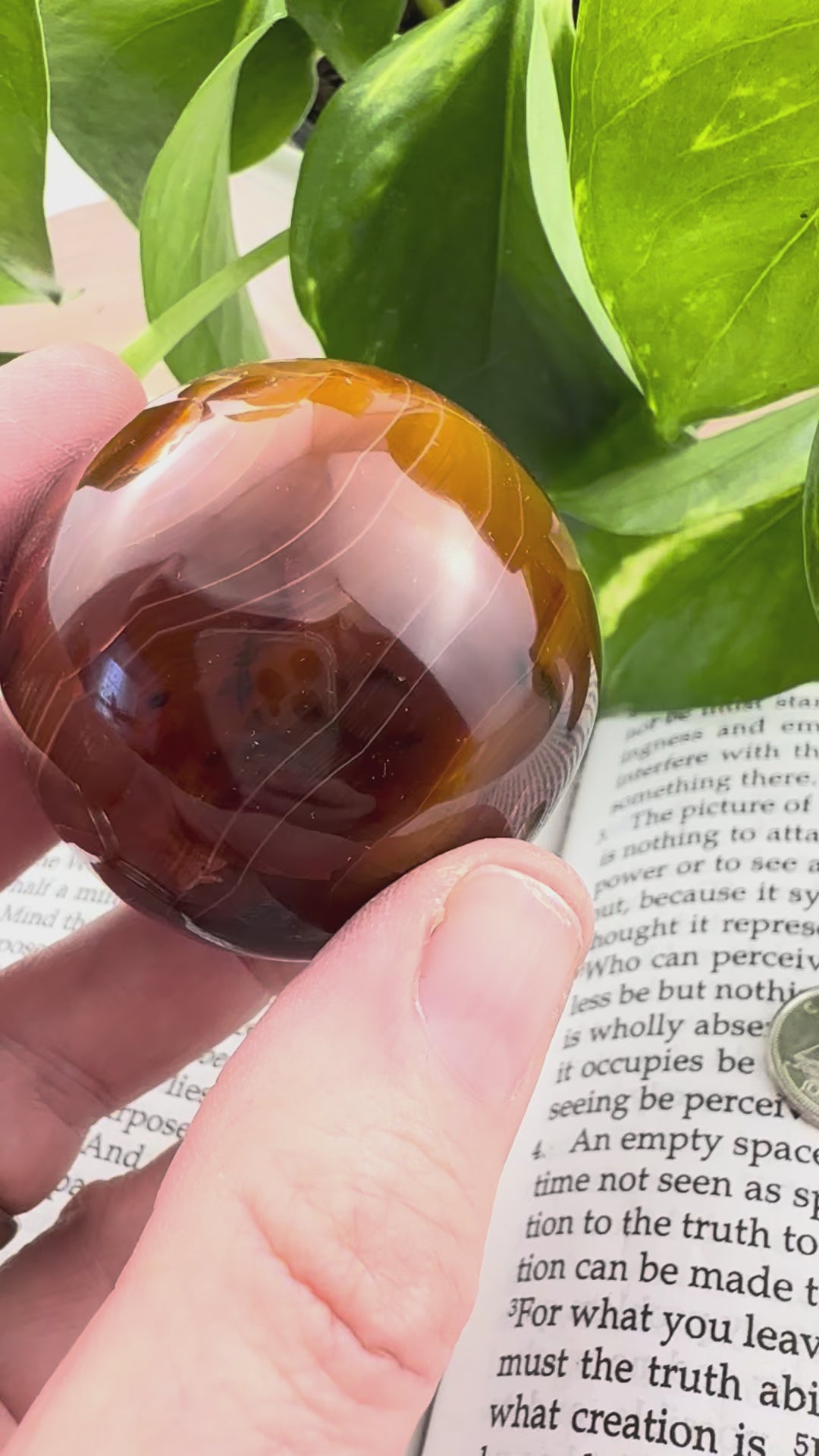 video of carnelian sphere showing all sides 