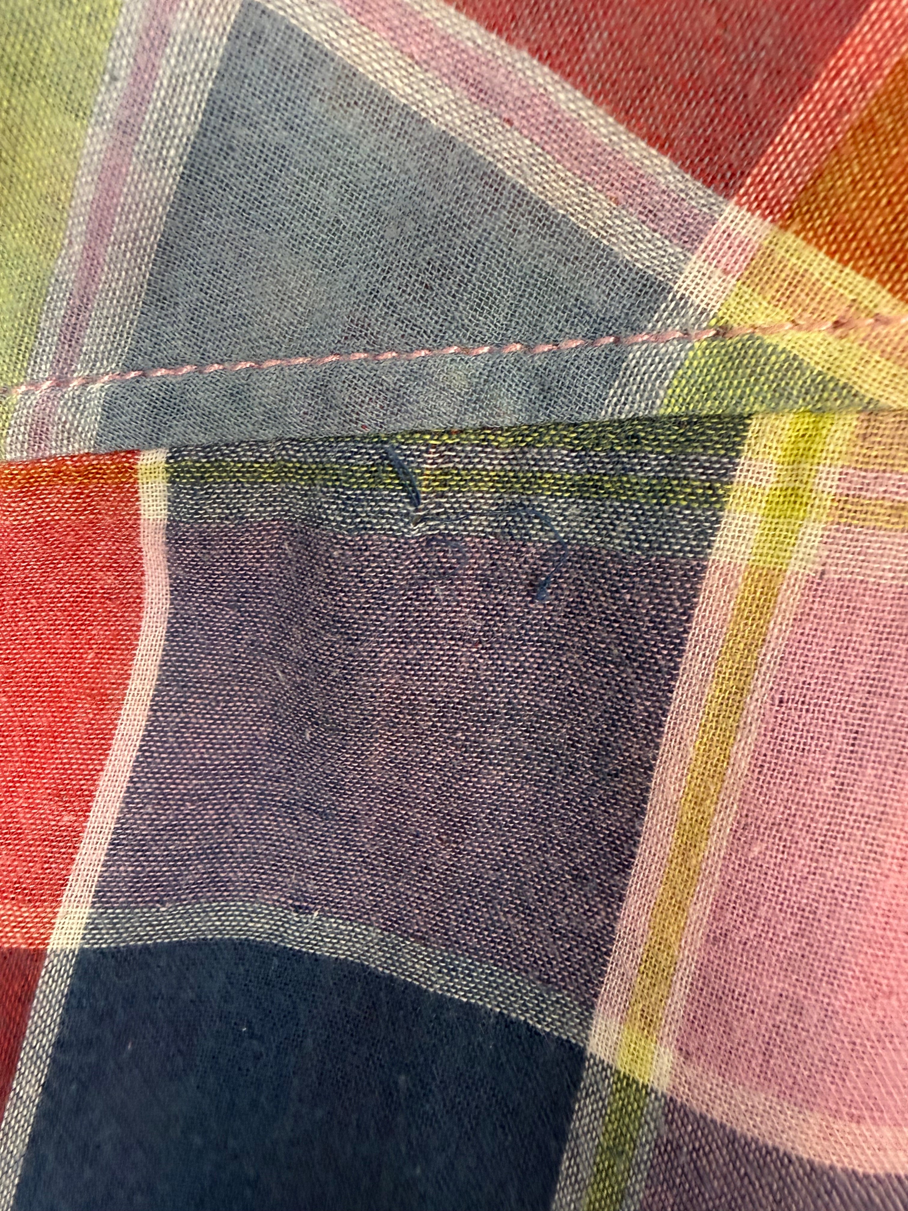 pull on Marks & Spencer 100% Cotton Rainbow Madras Plaid Shirt  at Blue Sparrow Shop