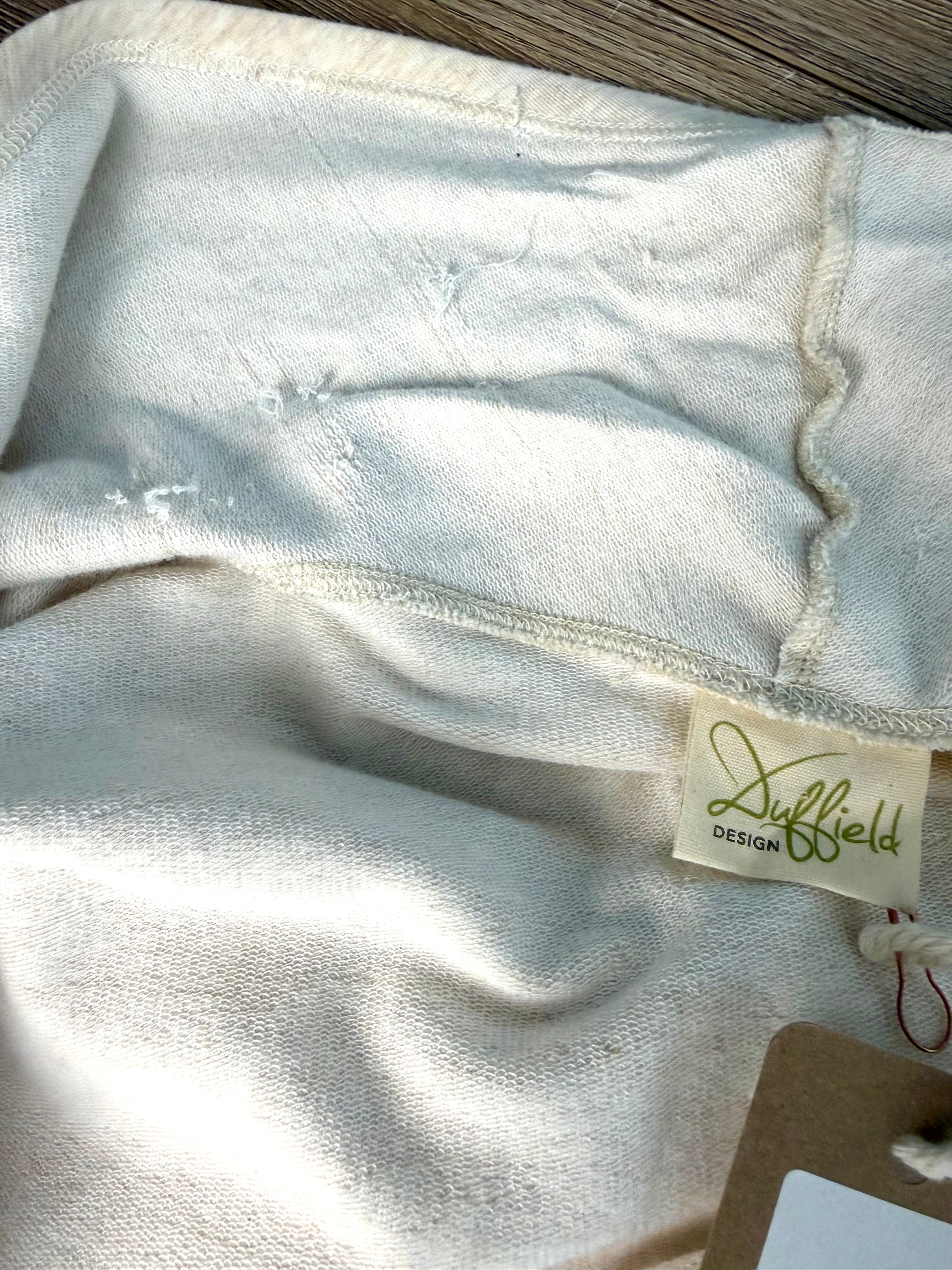 pulls on inside of collar on NWT Duffield Design Bamboo Cotton Waterfall Cardigan | Size L at Blue Sparrow Shop