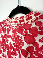 red floral summer top women xl back view of neckline