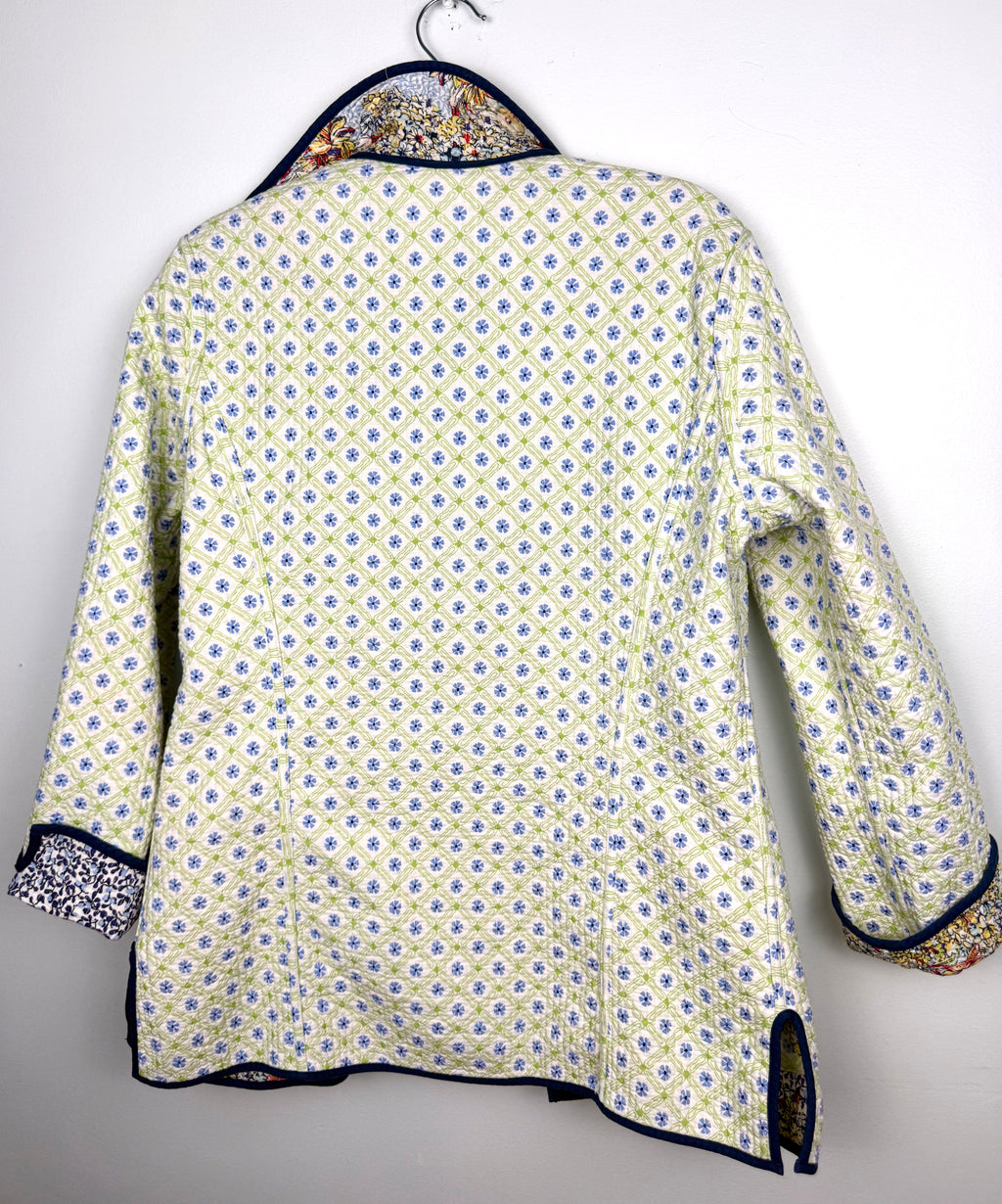 reverse side of Handmade Reversible Quilted Patchwork Jacket back view