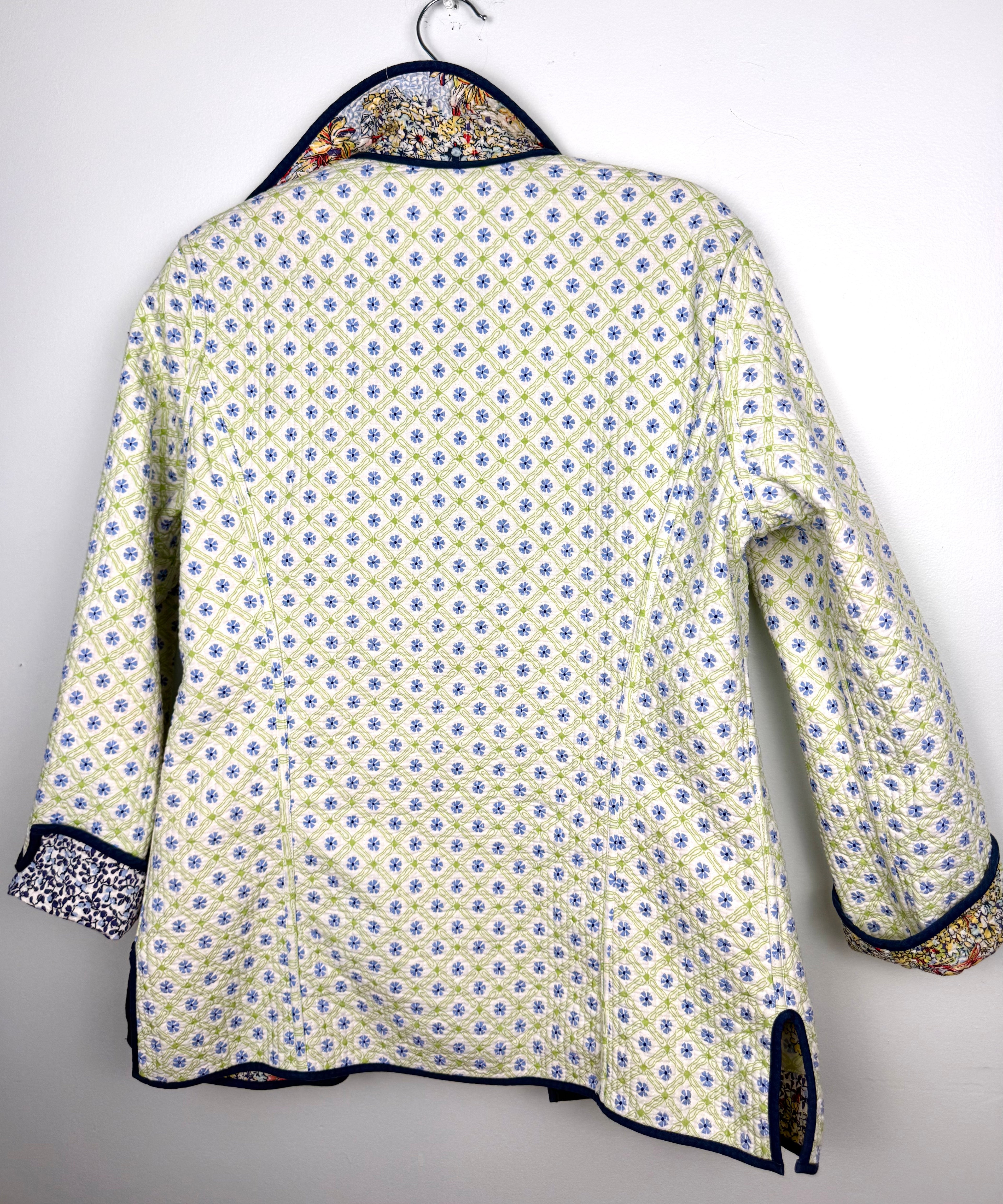reverse side of Handmade Reversible Quilted Patchwork Jacket back view