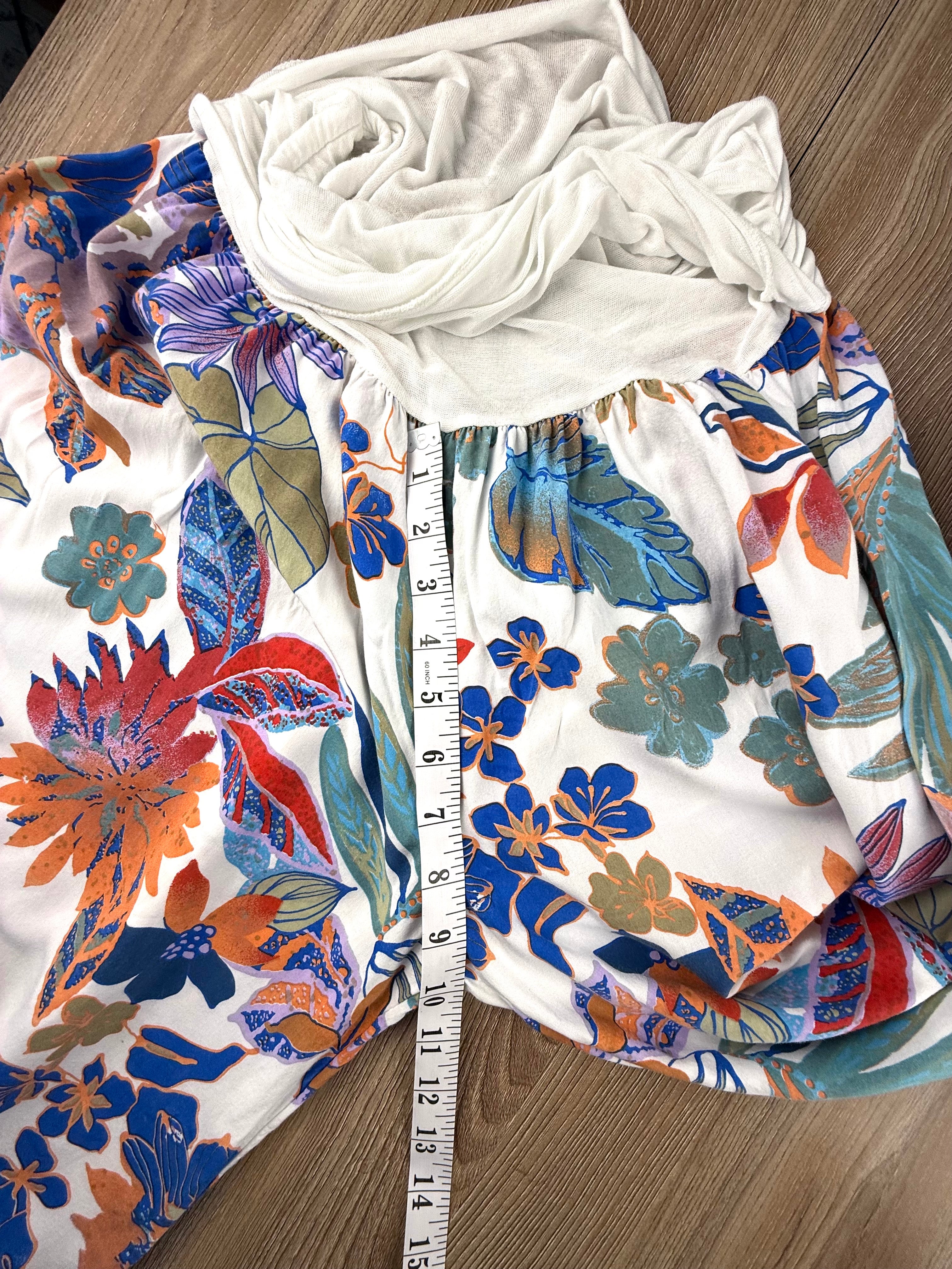 Made in Italy Tropical Boho Harem Pants | One Size  at Blue Sparrow Shop measuring 9" rise 