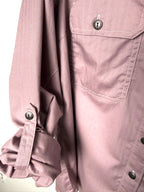 rolled cuff detail on feminine work shirt by Dickies 