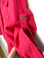 rolled sleeve detail on Conrad C Collection fuchsia linen blend utility jacket women size 18 button front lightweight blazer