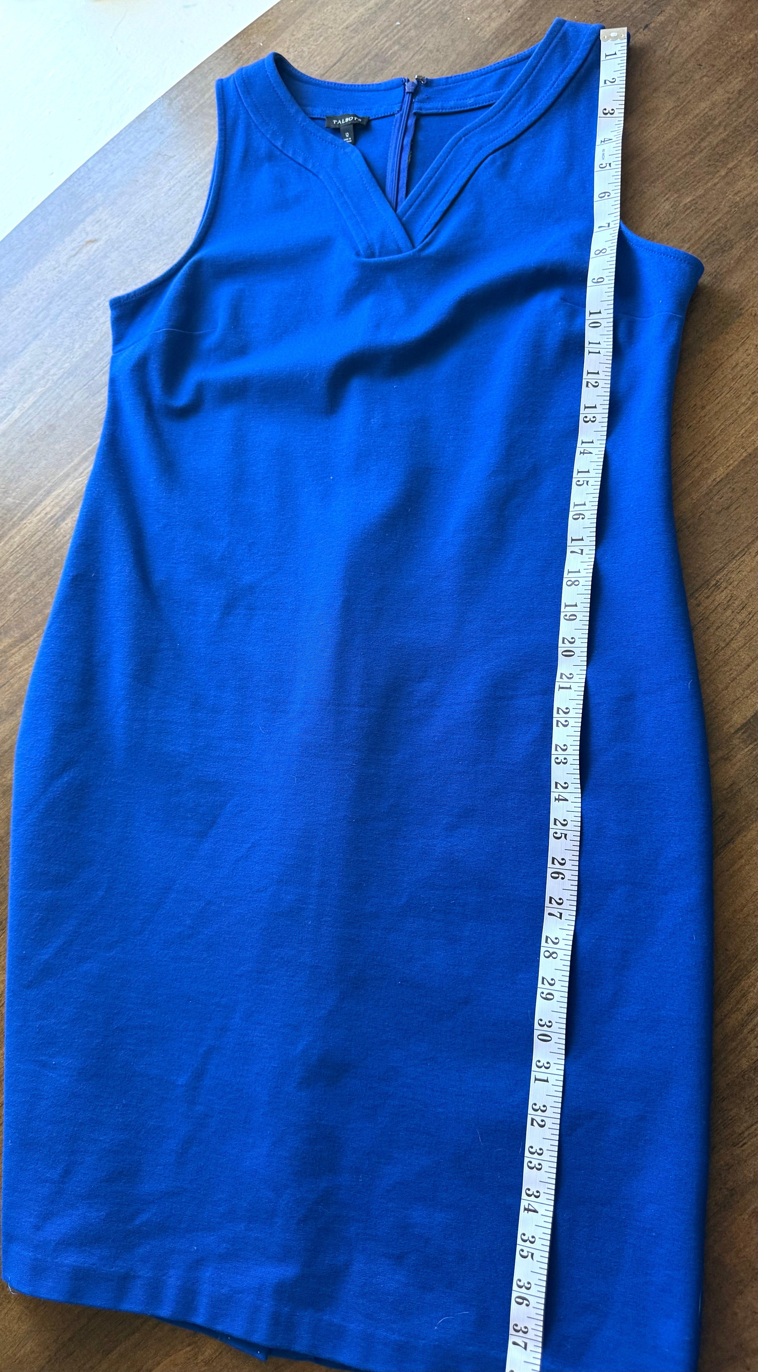 royal blue Talbots Sheath Dress at Blue Sparrow Shop measuring 38" shoulder to hem