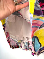 shorts liner inside Cotton Abstract Print Belted Skort – Colourful Graphic Print Skort – Size L at Blue Sparrow Shop