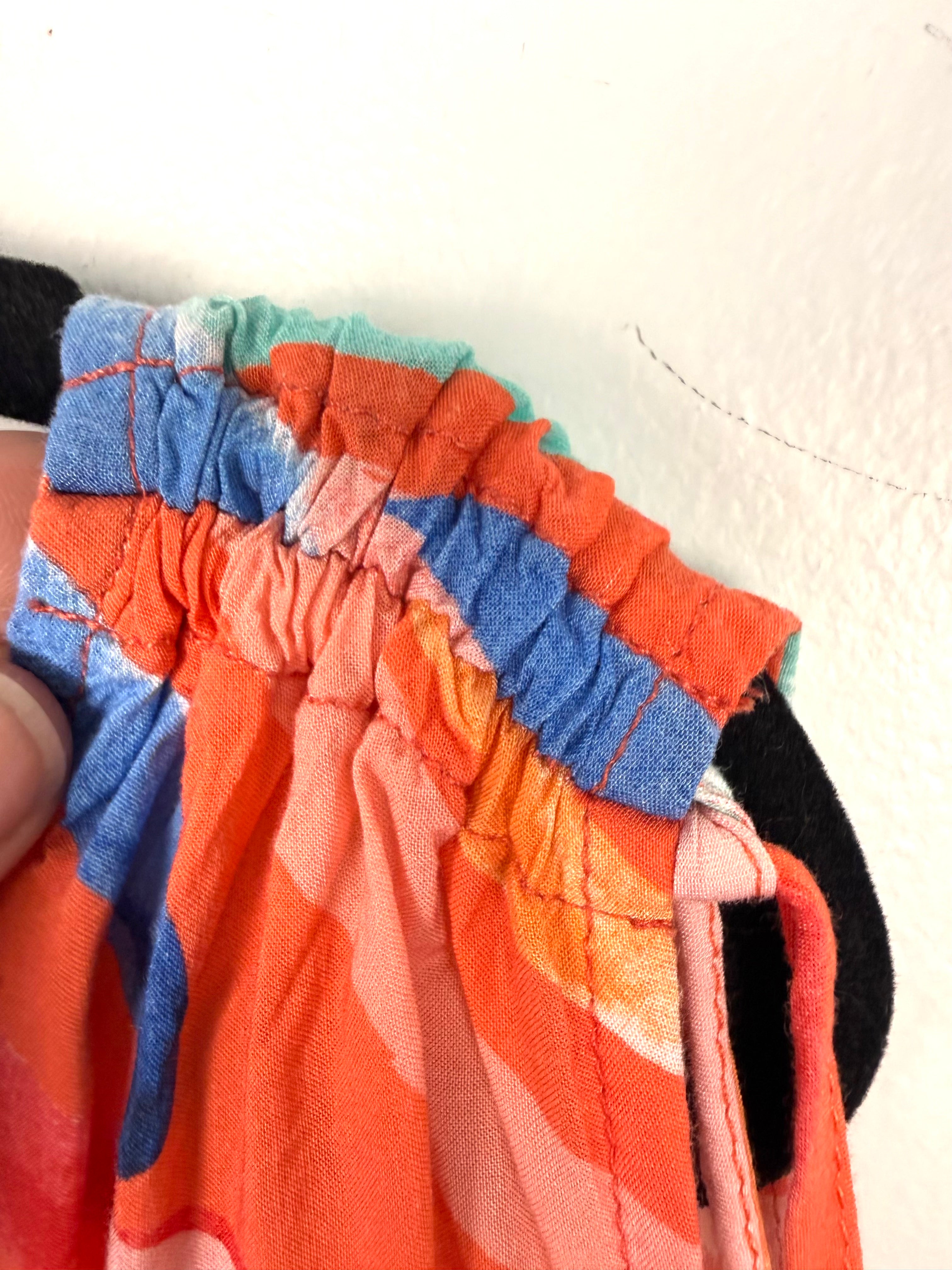 shoulder detail on DEX Colourful Abstract Print Top | Size 2X at Blue Sparrow Shop