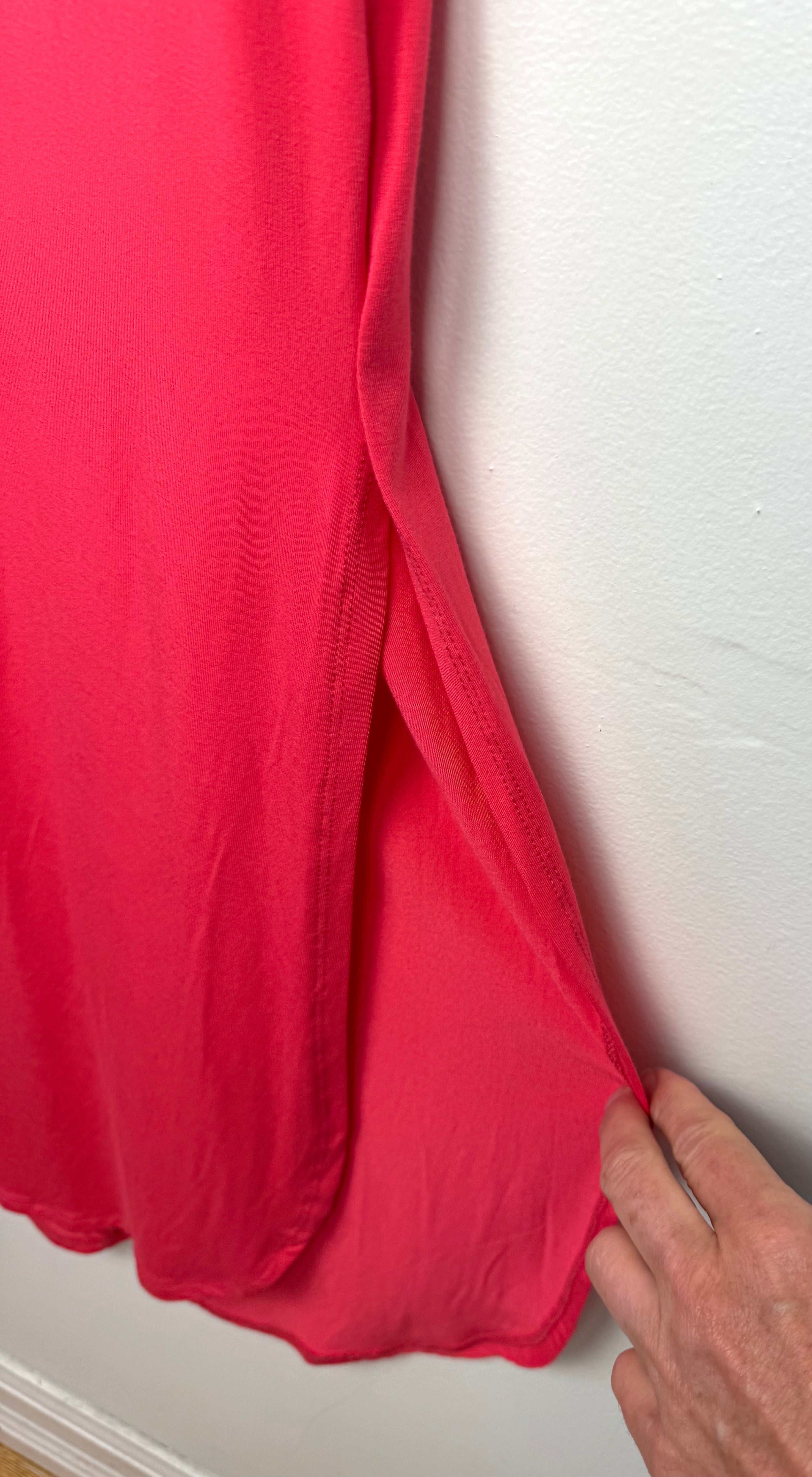 side slit on hem of NWT Leave Nothing But Footprints Bamboo Maxi Dress | Size S at Blue Sparrow Shop