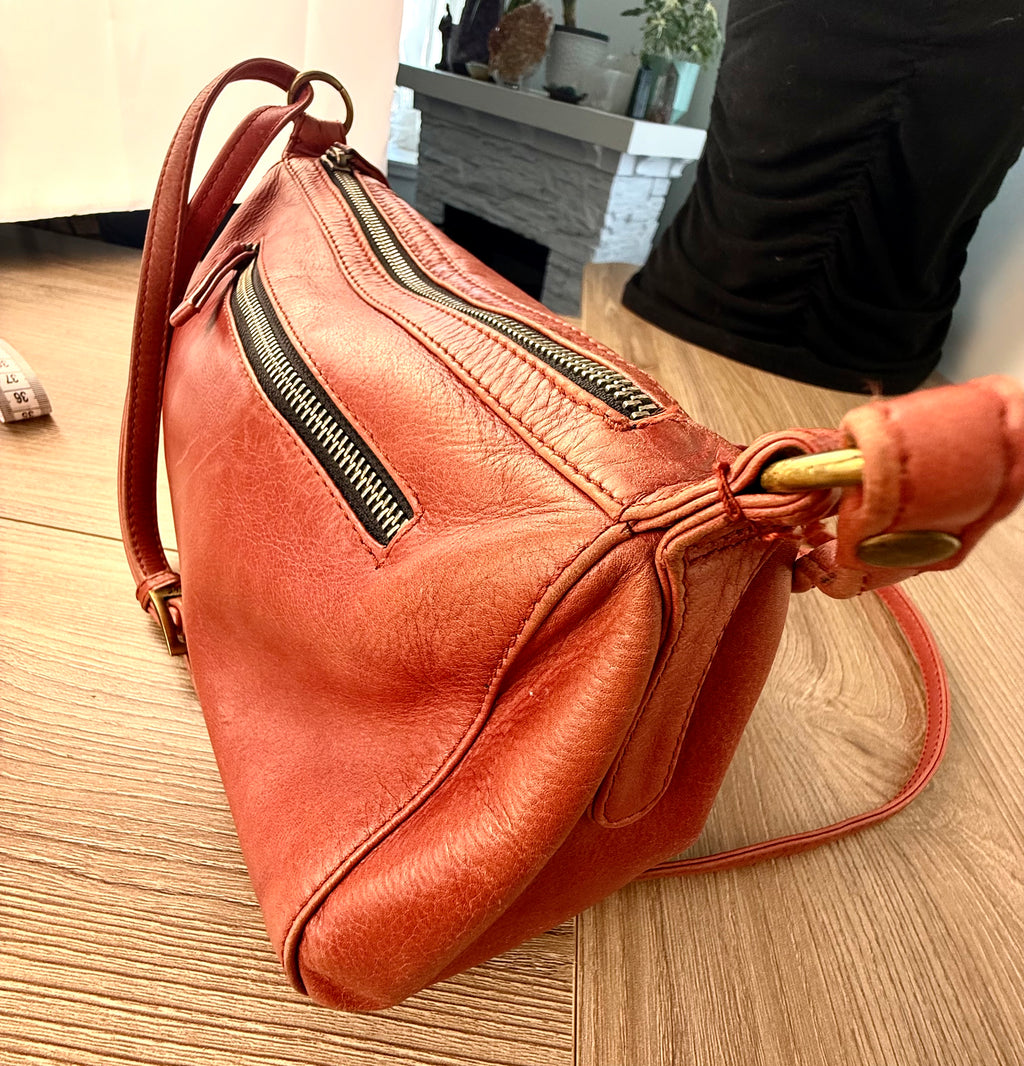 side view of Derek Alexander Leather Crossbody Bag 