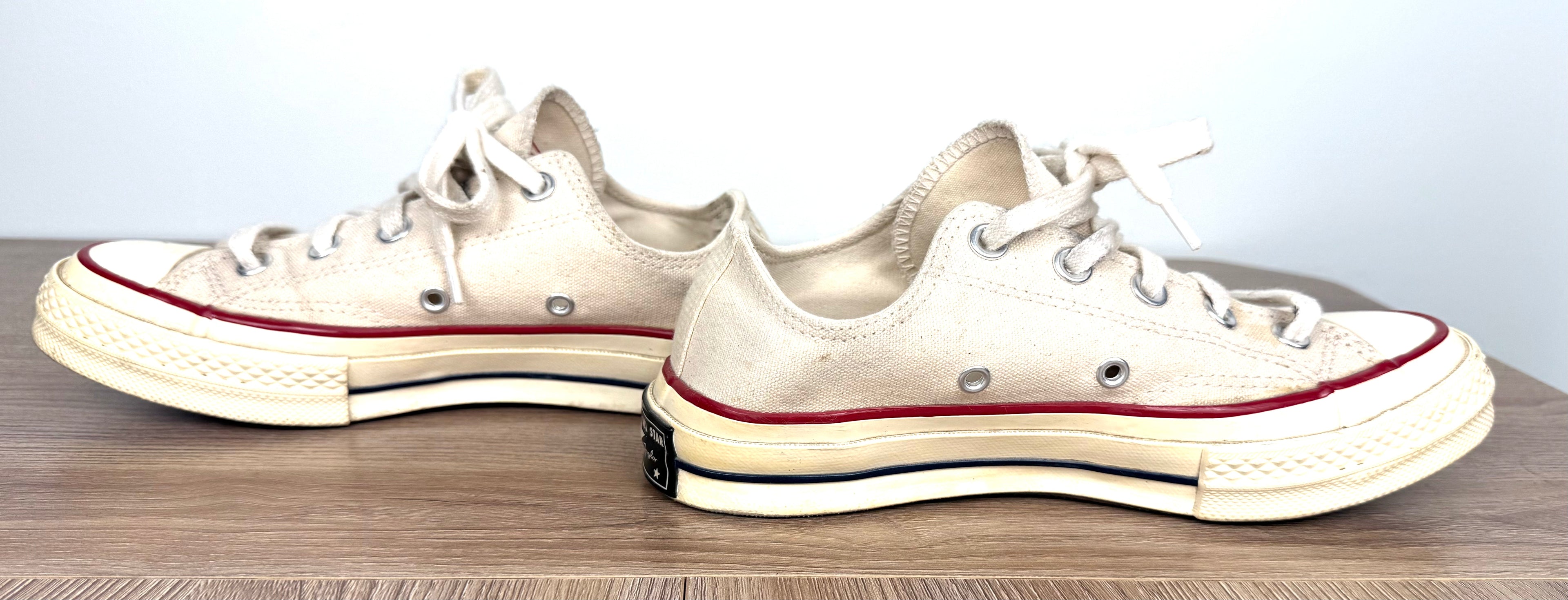 side view of Vintage Vibe Converse Chuck Taylor Low Tops | Size 6 at Blue Sparrow Shop