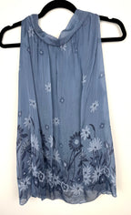 silk blend embroidered sleeveless top by oasis - made in Italy on hanger