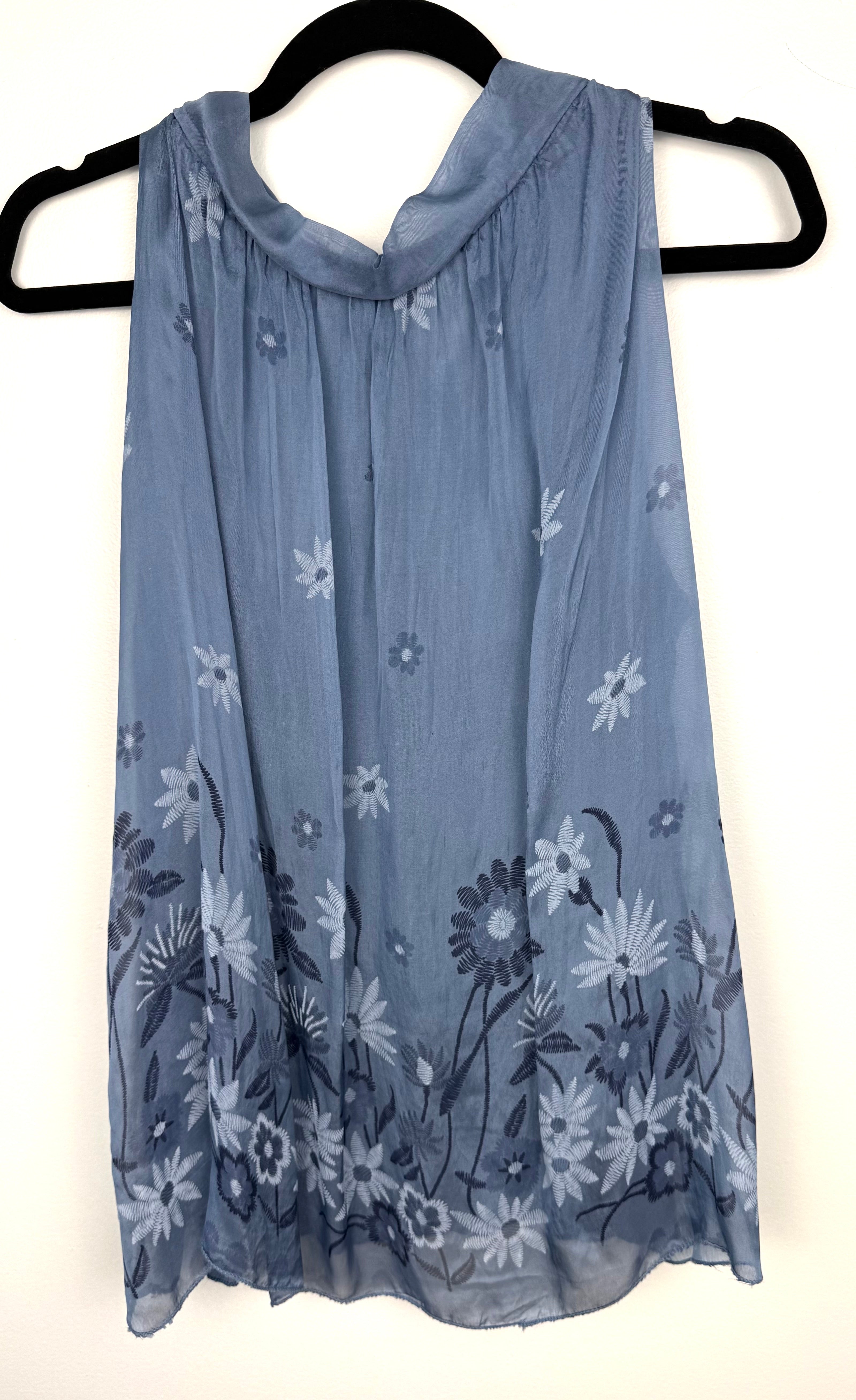 silk blend embroidered sleeveless top by oasis - made in Italy on hanger