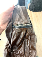 side zip on Karen Gunn Handmade Leather Crossbody Bag-The Ella and Louella