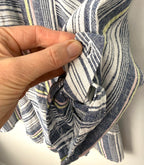 button up tie up on Picadilly Canada linen blend jacket with striped pattern for spring and summer  