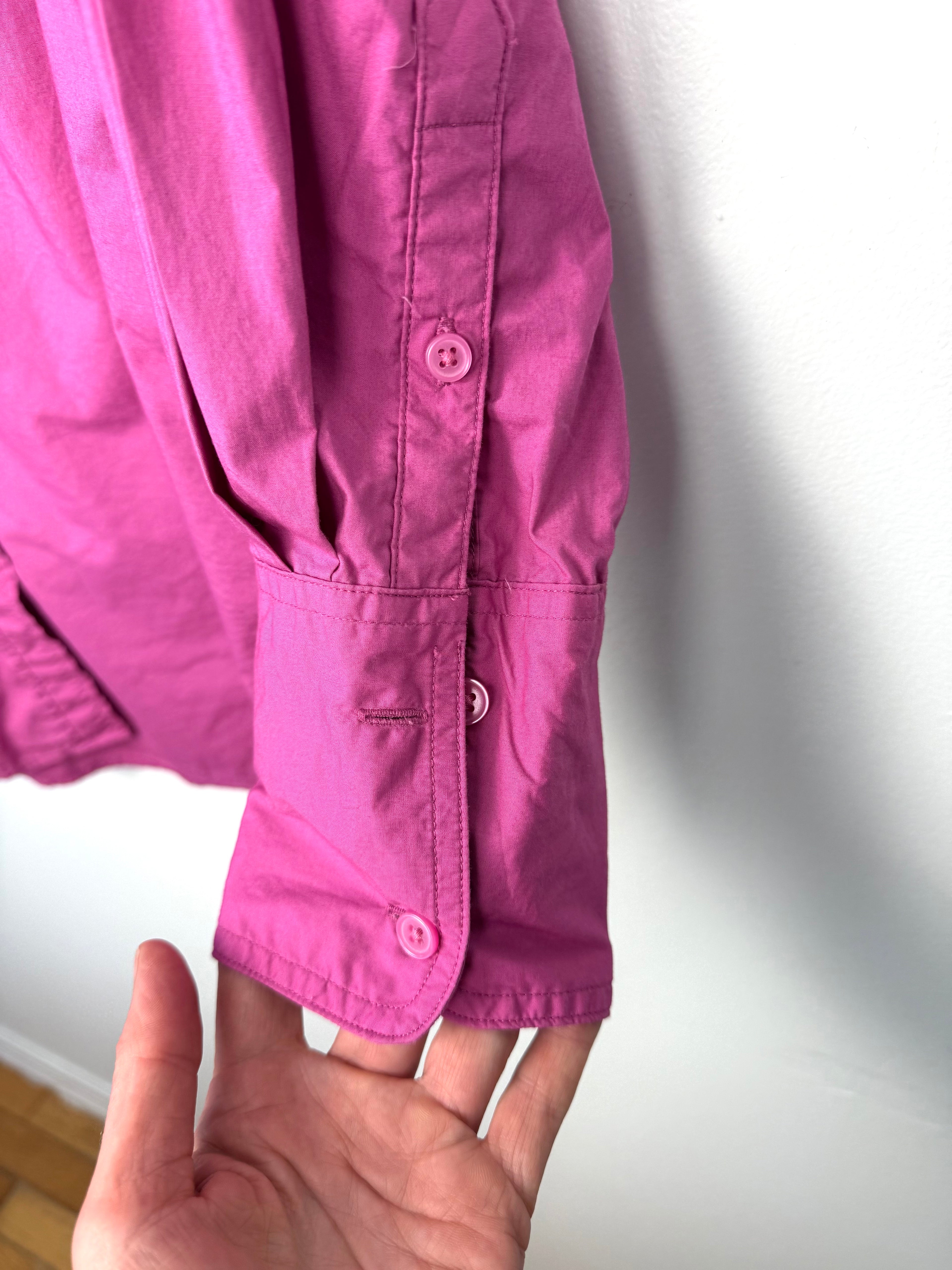 sleeve detail on 100% Cotton Banana Republic Pink Button Front Shirt | Oversized at Blue Sparrow Shop