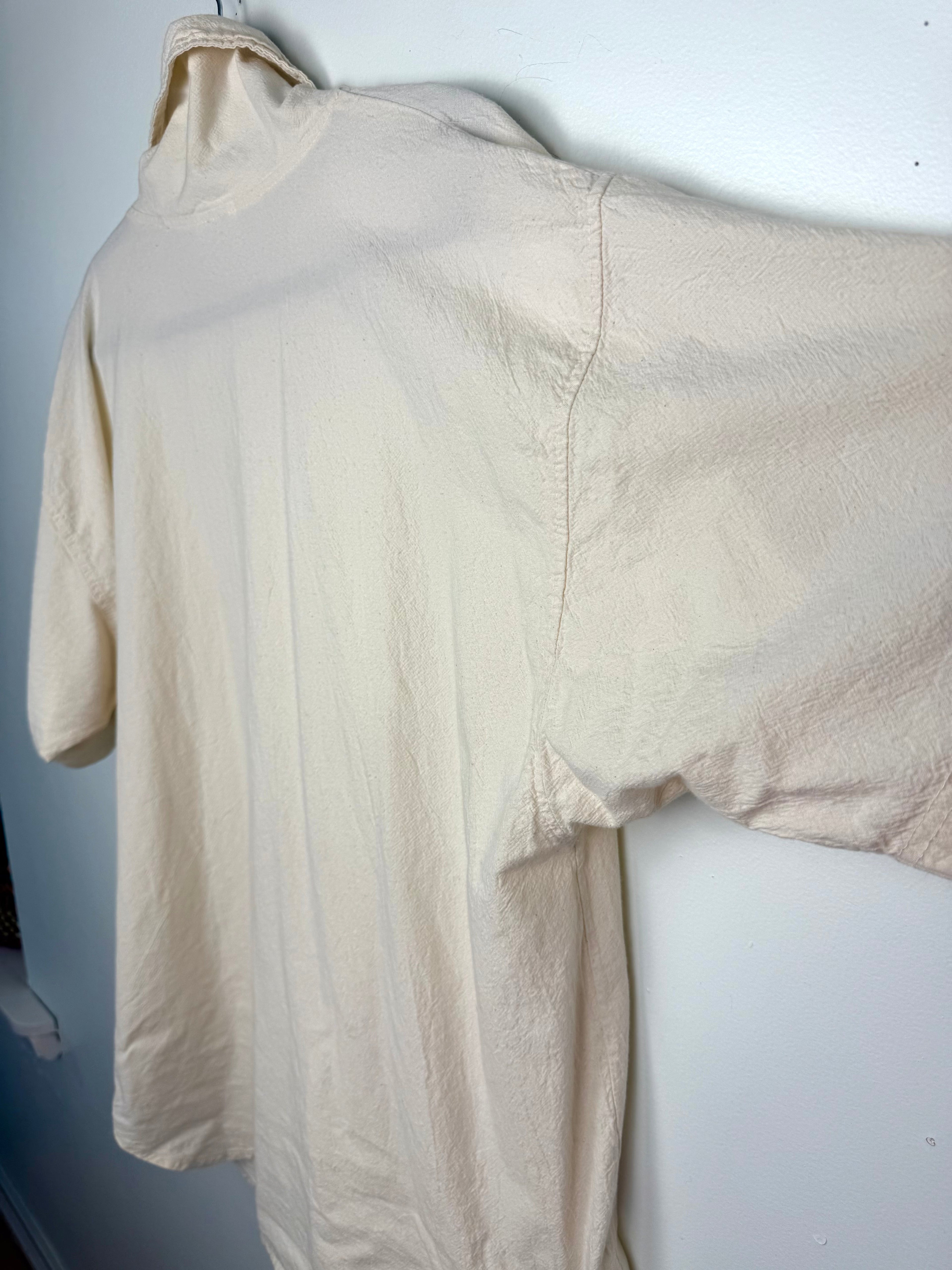 sleeve detail on 100% Cotton Vintage Rugged Cotton Top | Oversized at Blue Sparrow Shop