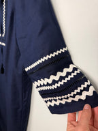 embroidered sleeve detail on 100% Linen J.Crew Embroidered Tunic Dress | Size S at Blue Sparrow Shop