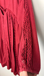sleeve detail on  American Eagle Outfitters Crochet-Trim Boho Dress | Size S at Blue Sparrow Shop 