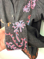 sleeve detail on Coldwater Creek Embroidered Denim Jacket | Size XL at Blue Sparrow Shop