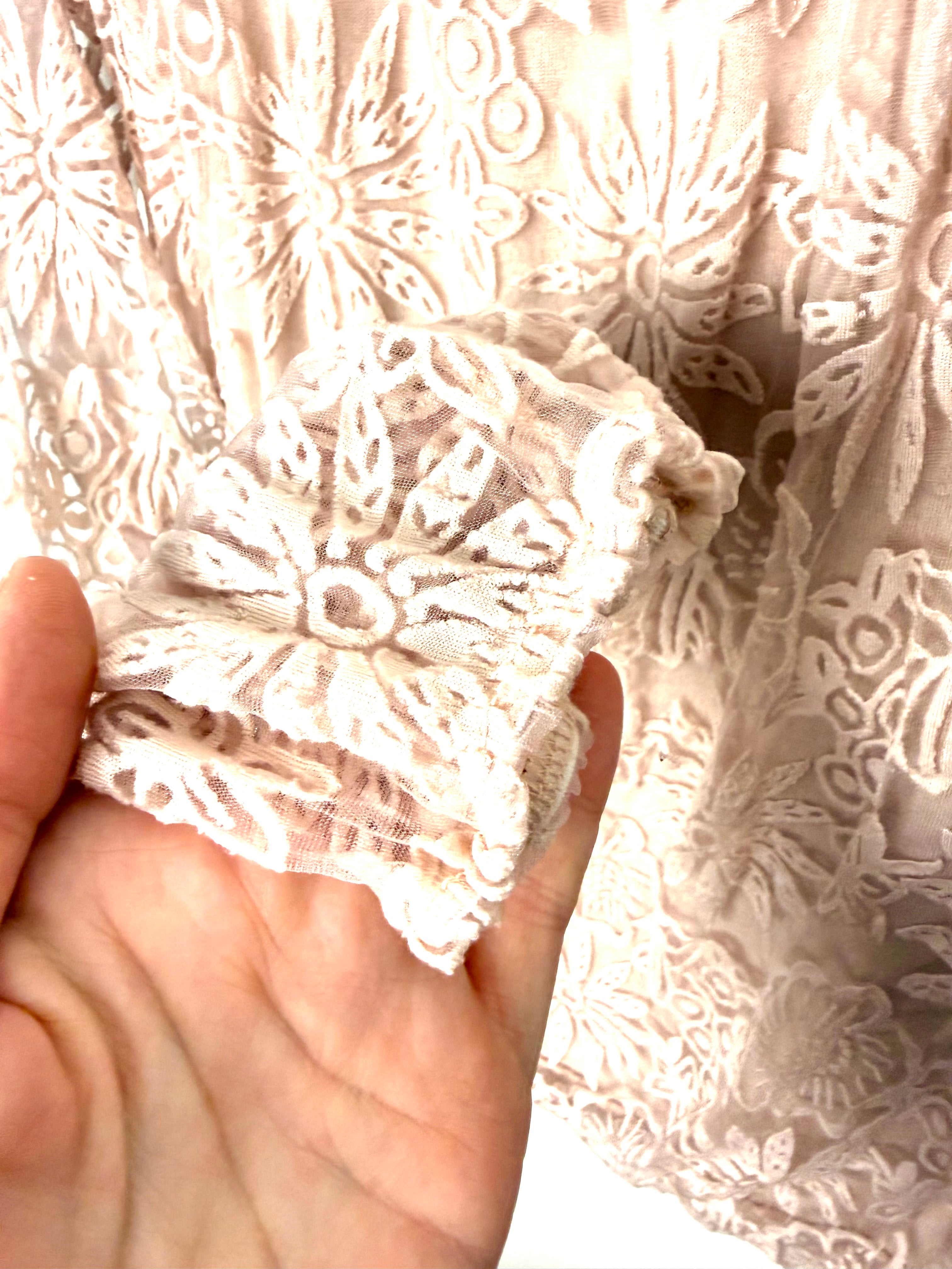 sleeve detail on Elena Pink Lace Top made in Italy 