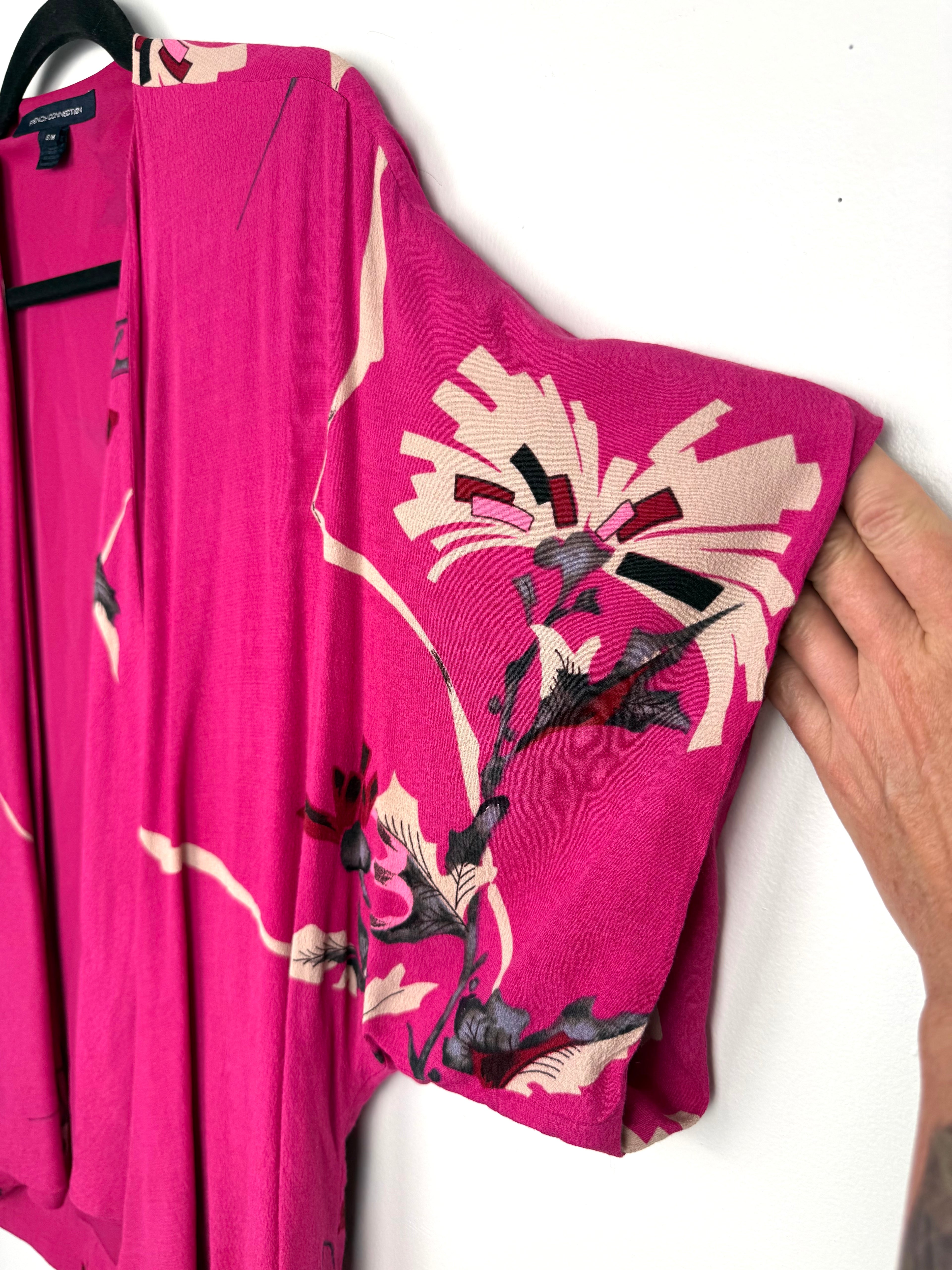 sleeve detail on French Connection Floral Kimono | Romantic Boho Layering Piece at Blue Sparrow Shop