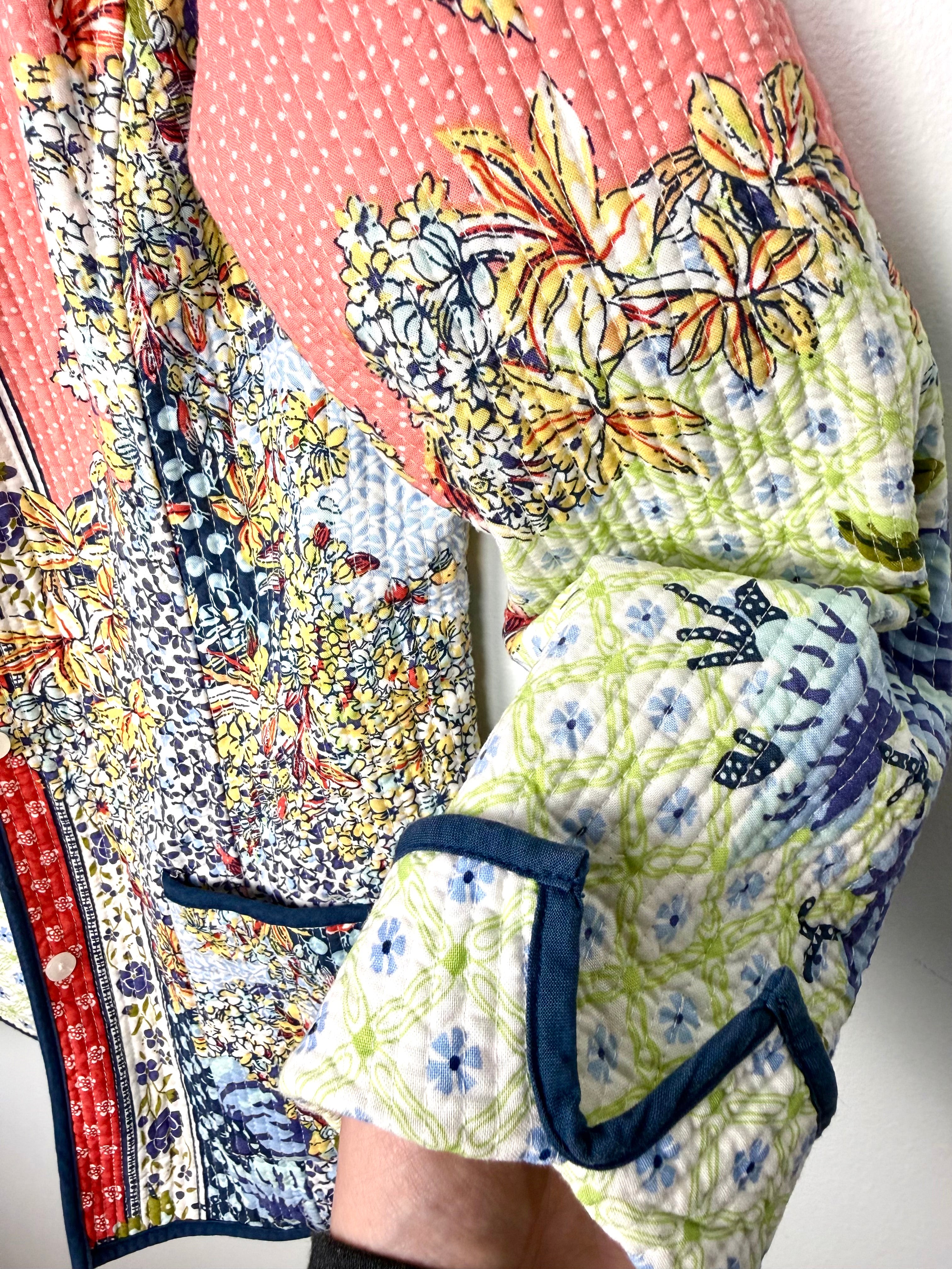 sleeve detail on Handmade Reversible Quilted Patchwork Jacket
