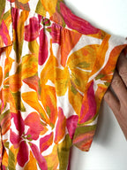 sleeve detail on Linen Lyocell Blend Time and Tru Tropical Shirt | Size M at Blue Sparrow Shop