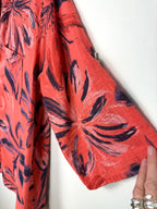 sleeve on Via Vitale Made in Italy Linen Floral Blouse / overshirt at Blue Sparrow Shop