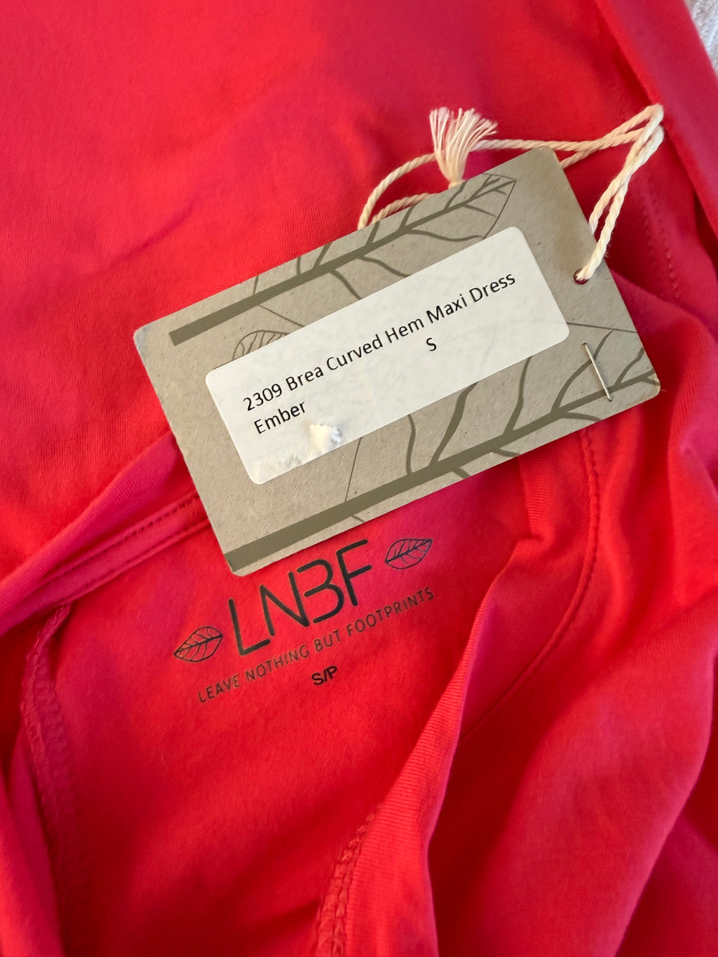 style tag on NWT Leave Nothing But Footprints Bamboo Maxi Dress | Size S at Blue Sparrow Shop 